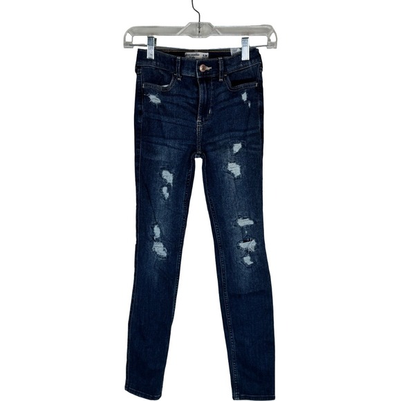 abercrombie kids Other - Abercrombie Kids High Rise Jean Legging 11/12 Slim Dark Wash Distressed Ripped